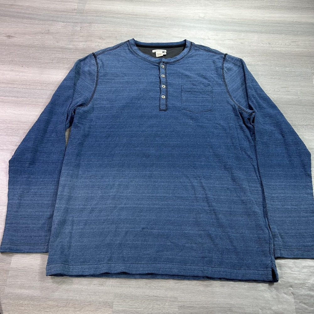 Carbon‎ 2 Cobalt Shirt Mens LT Blue Long Sleeve Henley Pocket Jersey Casual